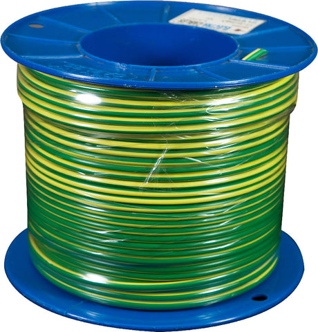 4mm Building Wire Cable Green & Yellow 100 Metre Drum